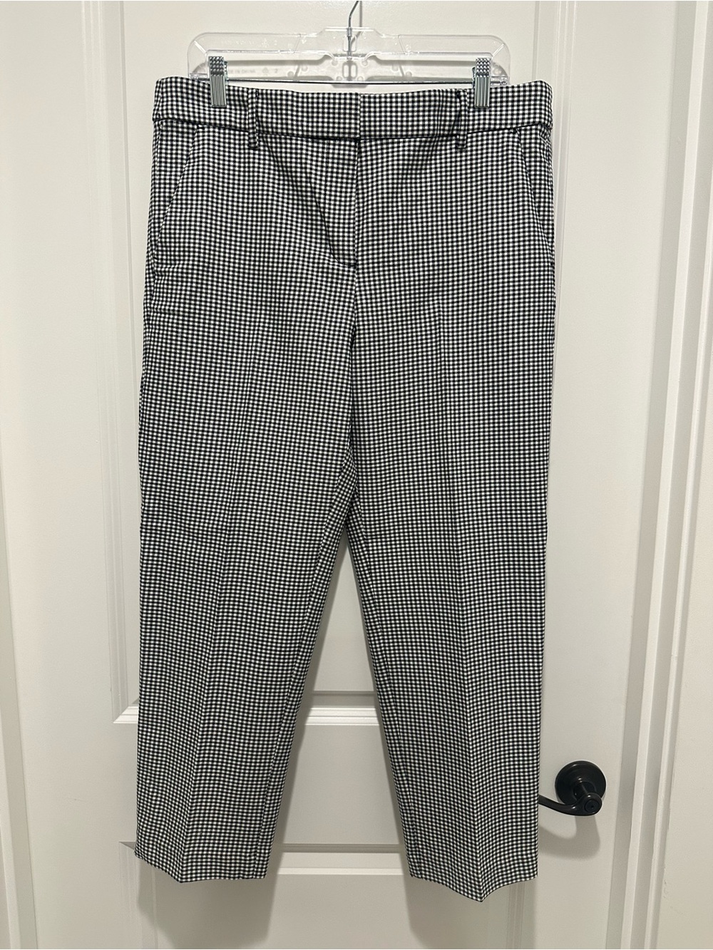 LOFT Black & White Gingham Cropped Dress Pants